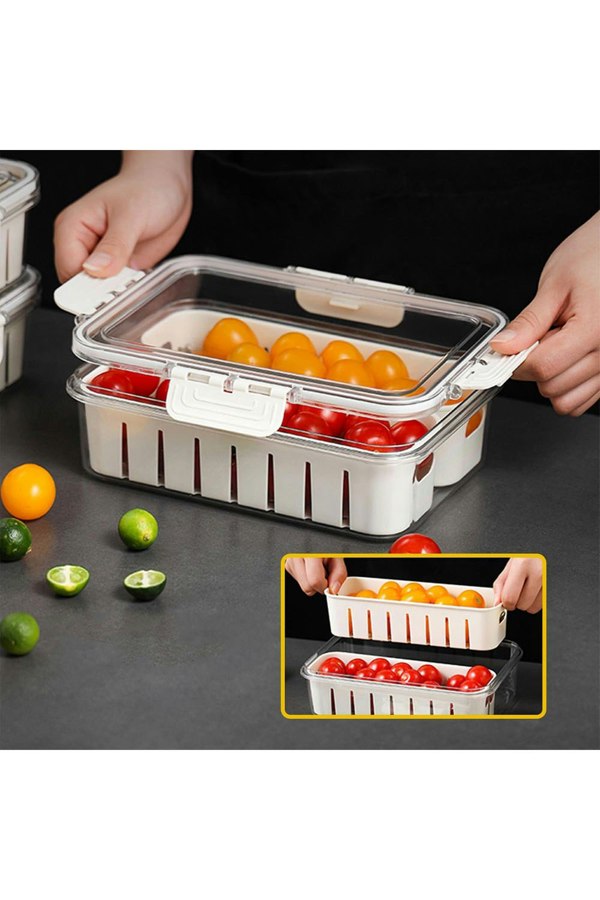 Living and Home 2-Compartment Detachable Fridge Storage Container with Lid