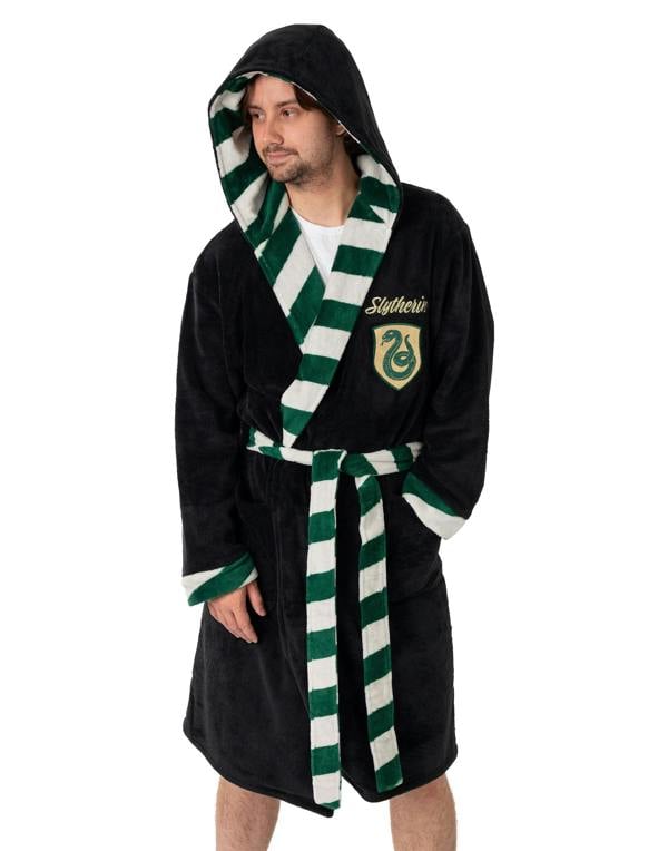 Harry Potter Unisex Black Slytherin Hooded Bathrobe