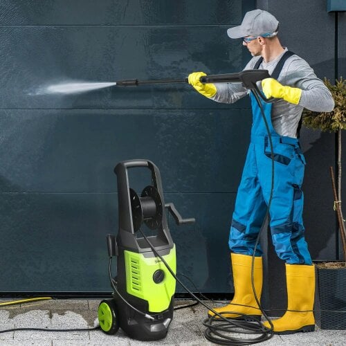Bobobiy 2200W High Pressure Washer, 170 Bar, 420 L/h, Adjustable Nozzle, 6m Hose and Reel, Electric Jet Cleaner