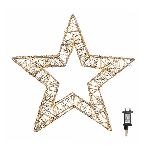 Samuel Alexander 50cm Gold Light Up Christmas Star with 240 Warm White LEDs & Timer