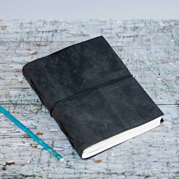 Paper High Buffalo Leather Journal with Elastic Tie