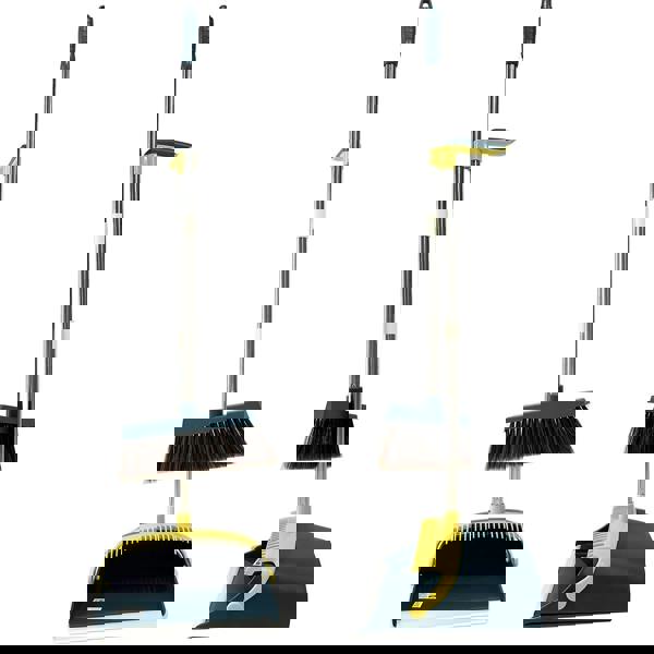 Gr8 Home Strong Long Handled Dustpan and Brush Set Soft Bristles Broom Lobby Dust Pan