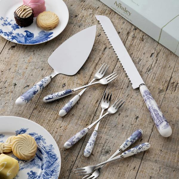 Aynsley China Aynsley Archive Blue Pastry Set