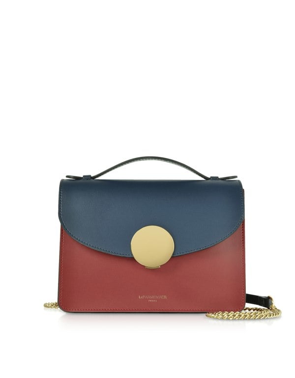 Le Parmentier New Ondina Color Block Flap Top Satchel Bag - Navy / Burgundy