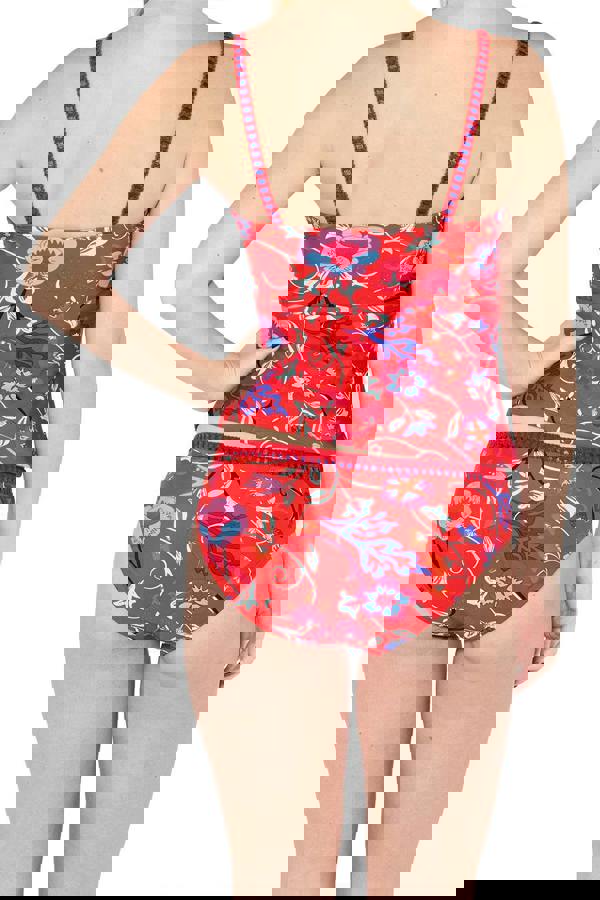 Red Blanket Stitch Tankini Top Back