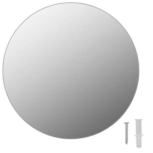 Berkfield Wall Frameless Mirror with LED Lights Round Glass