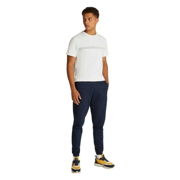 Tommy Jeans Mens Lettering Crew Neck Slim T-Shirt - Ecru - 