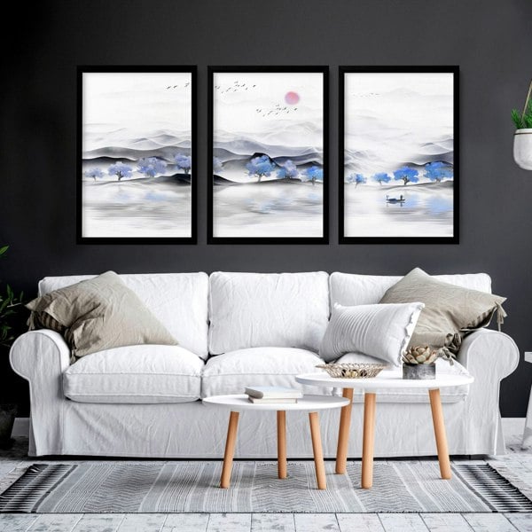 Japandi design | set of 3 unique wall art for living room