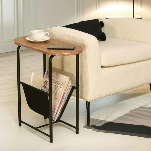 Rafaelo Mobilia Industrial Side Table With Magazine Holder Brown