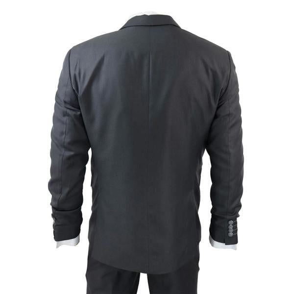 TruClothing Mens IM1 Classic Plain Charcoal 3 Piece Suit