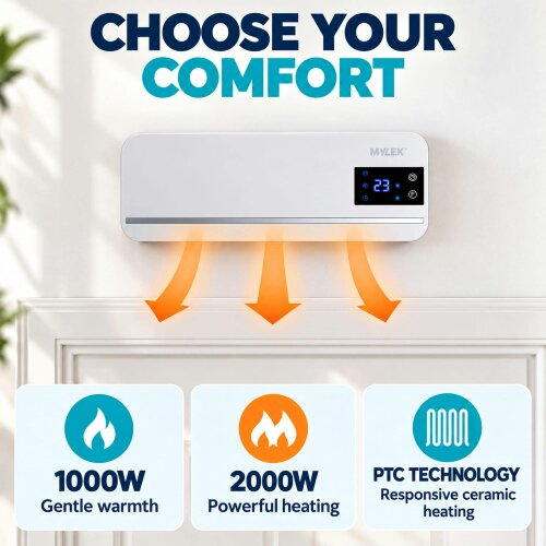 MYLEK Overdoor Fan Heater - 2kW - Air Curtain with Thermostat & Timer