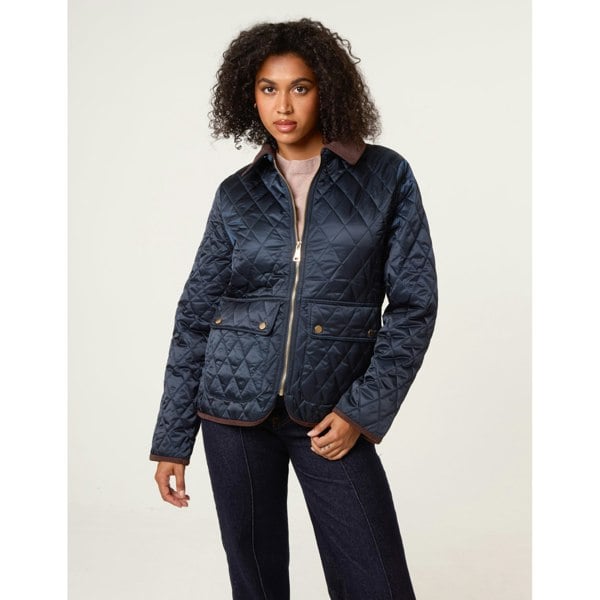 Blue Vanilla Diamond Quilted Cord Collar Coat