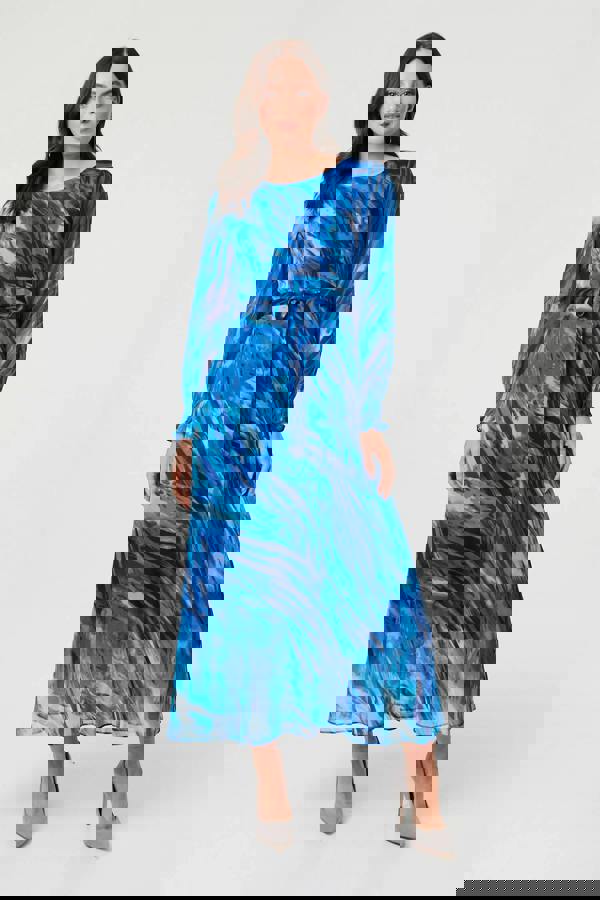 Blue | Abstract Semi Sheer Layered Maxi Dress