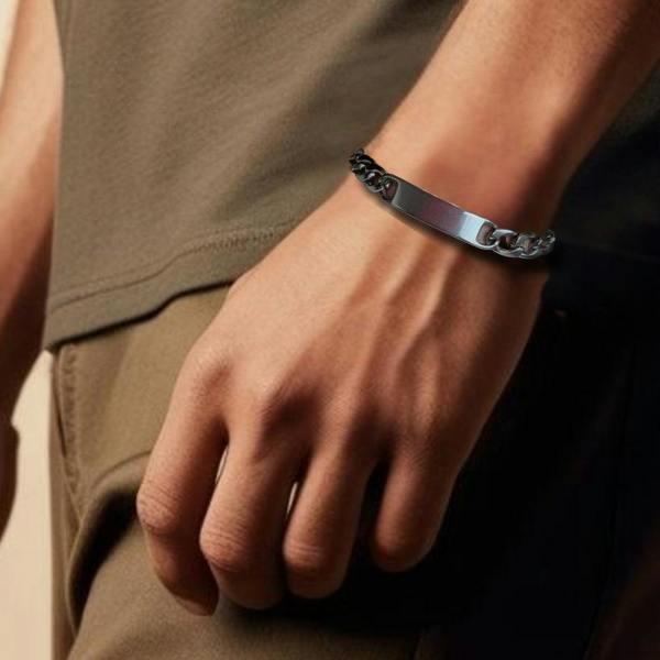 Aye Do Gifts Men's Chunky ID Silver Bracelet