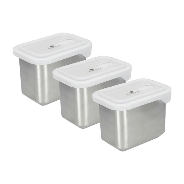 MasterClass All-in-One 1 Litre Container Set, Set of 3 Stainless Steel Food Storage Dishes