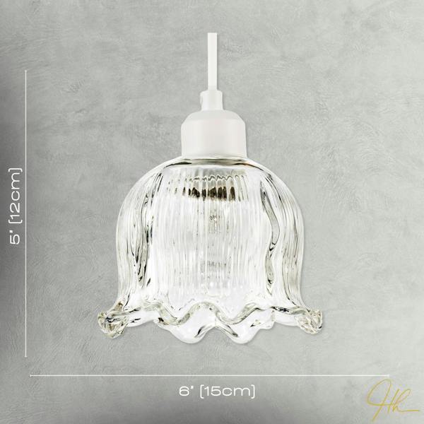 Transparent Ribbed Glass Pendant Lighting Shade in Compact Bell Shape Image 7