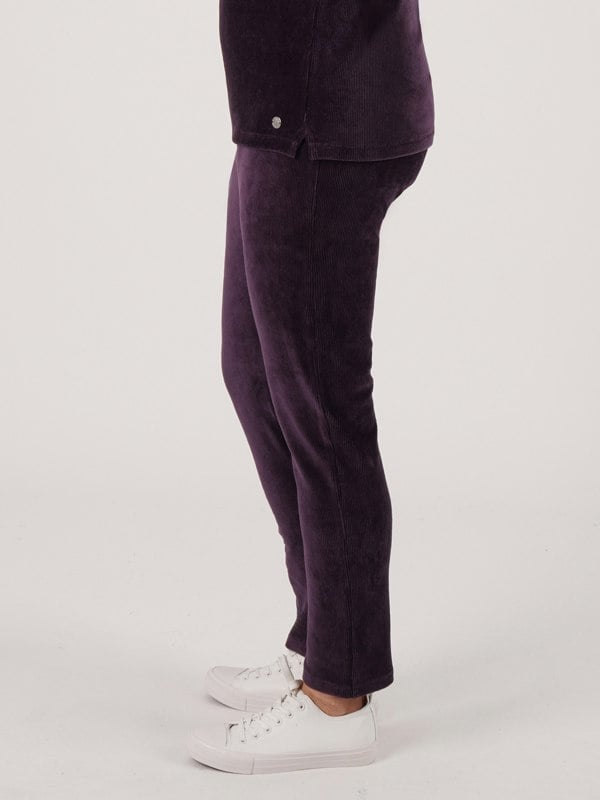 PennyPlain Ribbed Velour Trousers - Blackcurrant