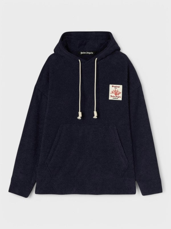 Palm Angels Coral Terry Hoodie Navy - Supplied FashionPalm Angels