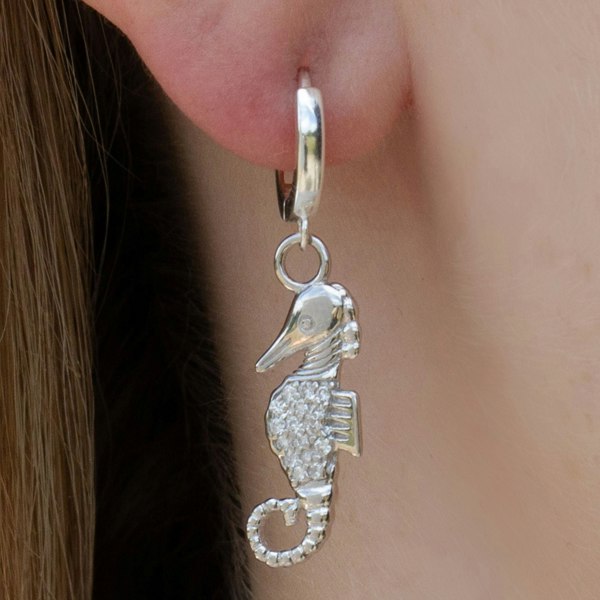 Mylee London Sterling Silver Crystal Seahorse Earrings