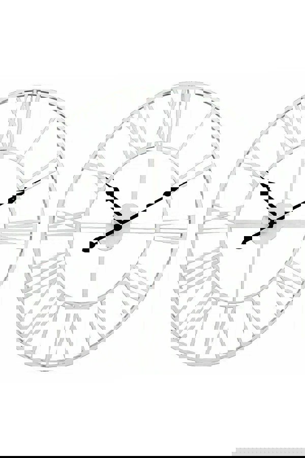 Living and Home 40cm Dia Round White Roman Numeral Skeleton Wall Clock with Black Needle