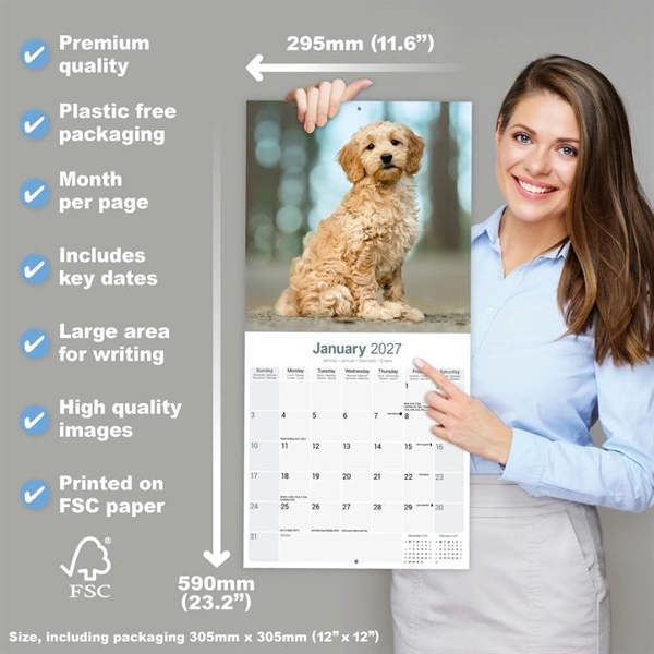 Goldendoodles Calendar 2027, Wall Calendars, Month To View, Dogs, Gift
