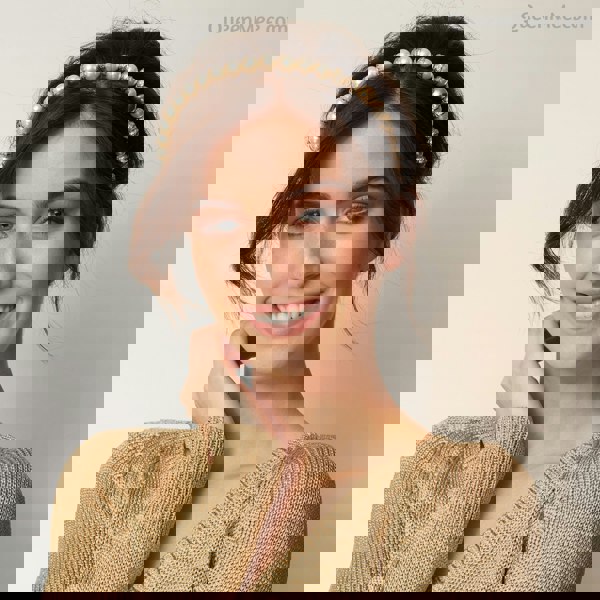 gold pearl headband hair up