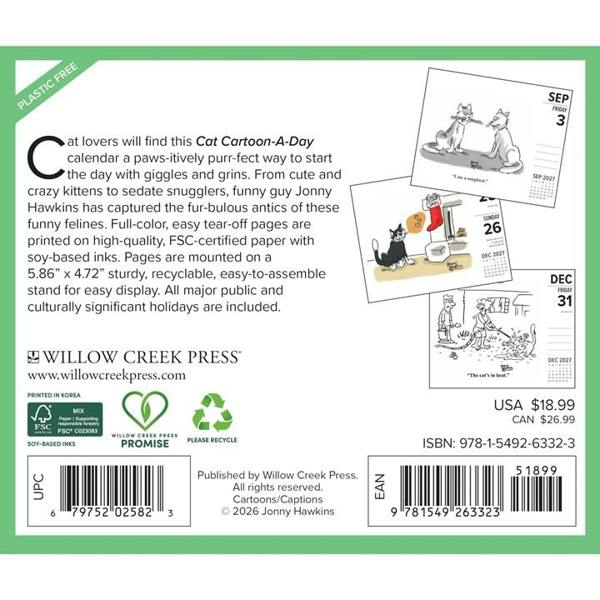 Cat Cartoon A Day Desk Calendar 2027, Desk Calendars, Day To View, Cats, Gift