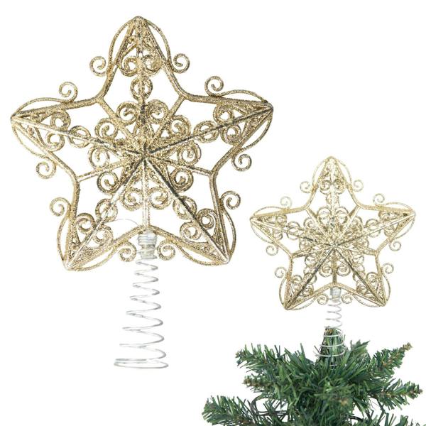 14.5cm Glitter Star Christmas Tree Topper in Assorted Colours for Festive Displays image 1