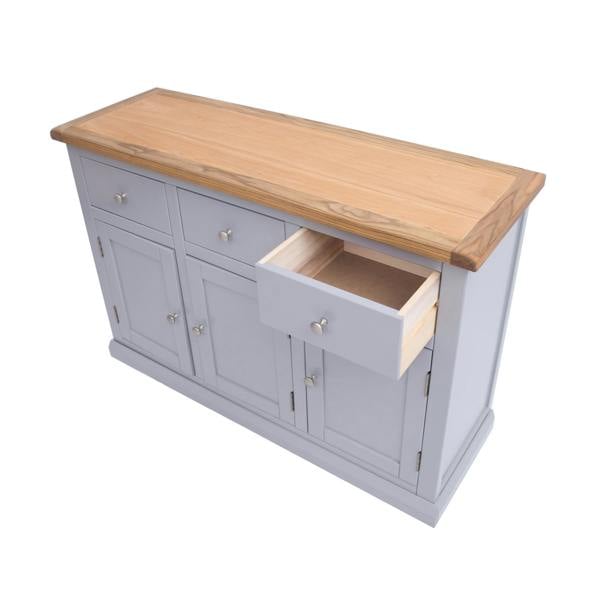 Cabinet Bits Rocca Grey 3 Drawer 3 Door Sideboard Chrome Knob
