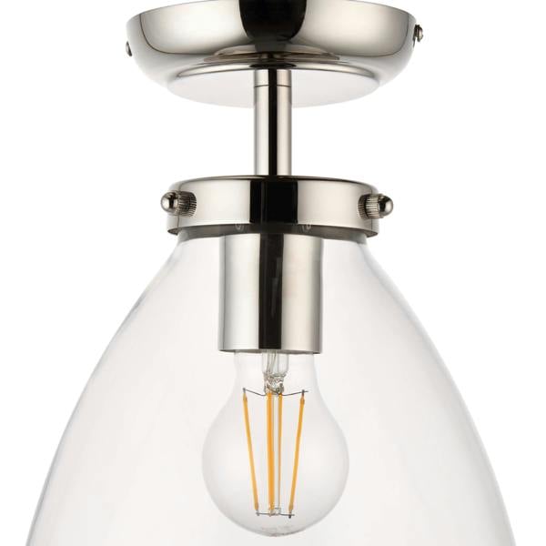 Pagazzi Lighting Brunswick Satin Nickel and Clear Glass Semi-Flush Ceiling Light
