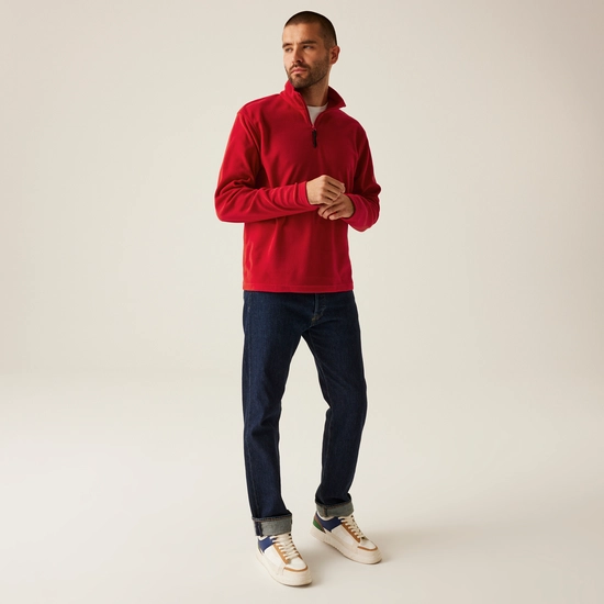 Regatta Mens Micro Zip Neck Fleece Top (170 GSM) - Classic Red