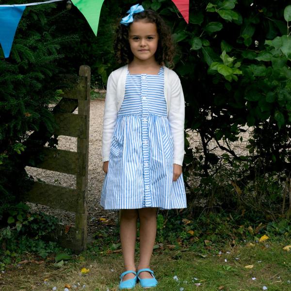 Rachel Riley Blue Striped Button-Front Sun Dress