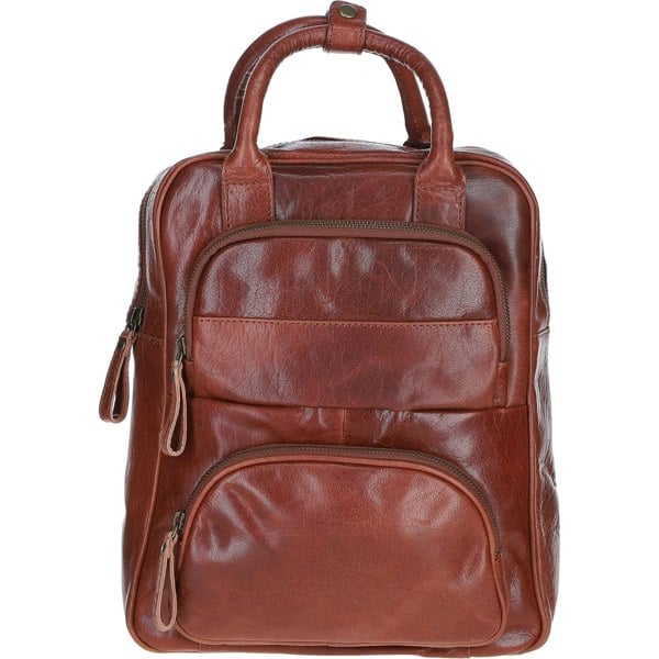 Compact Leather Backpack with Front Zip Pockets: TL-006