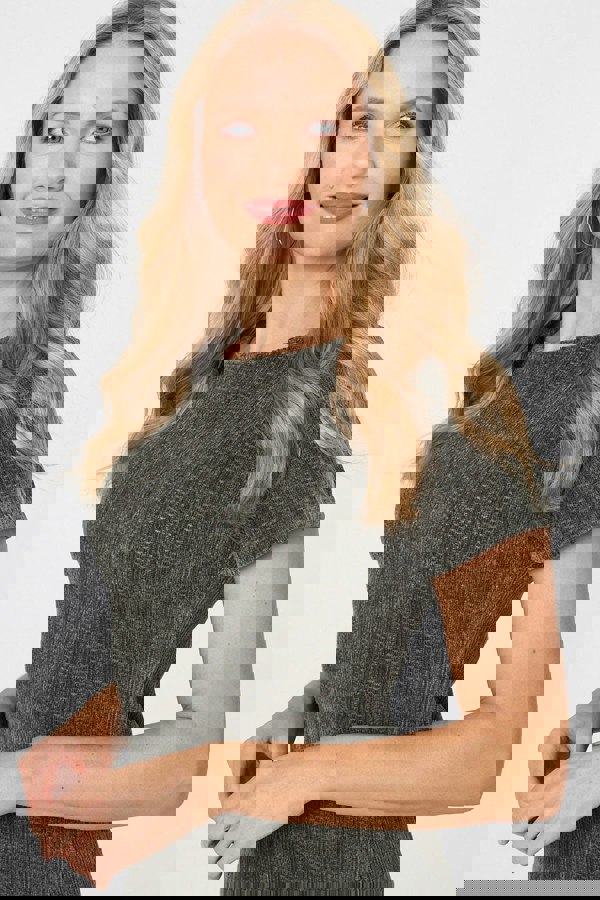 Khaki | Textured Cap Sleeve Short Bodycon Dress
