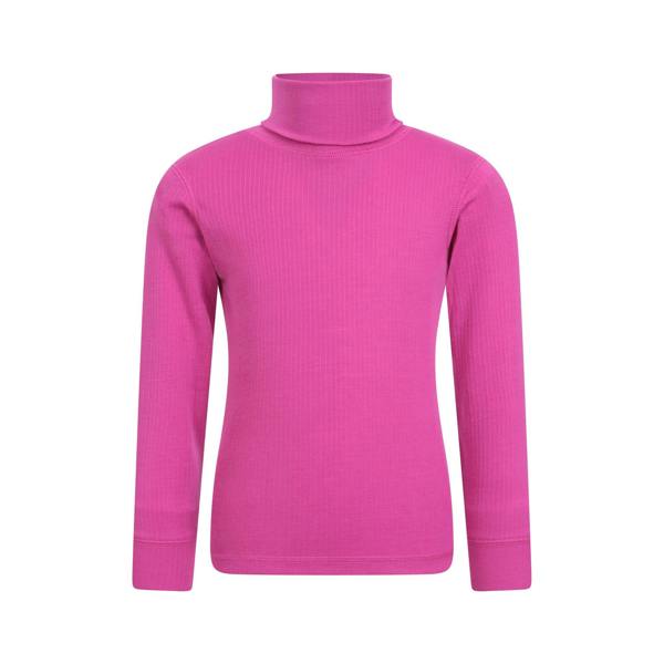 Mountain Warehouse Childrens/Kids Talus Roll Neck Long-Sleeved Top - Bright Pink - 