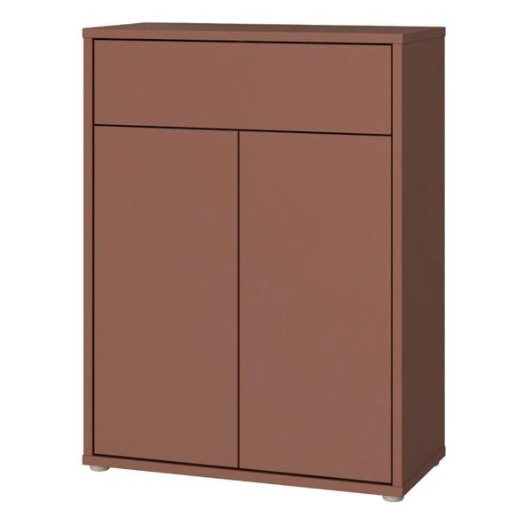 Furniture To Go Alice Springs Compact Shoe Cabinet with 2 Doors Push-to-Open & 1 Drawer Push-to-Open in Terracotta