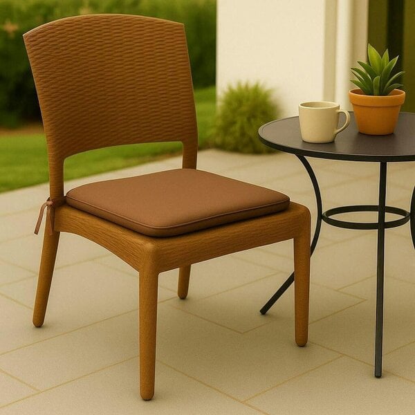 Night Zone Square Chair Seat Pads 38 x 38cm – 3cm Thick Foam Dining Chair Cushions with Ties - Chocolate