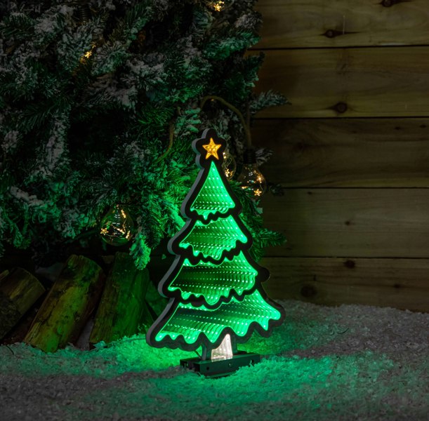 Samuel Alexander 40cm Infinity Standing Christmas Tree with Metal Base and Green LEDs