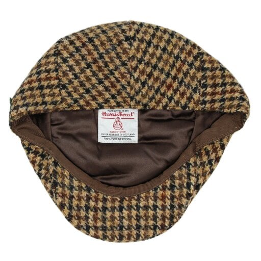 Heather Hats & Accessories Genuine Harris Tweed Wool Flat Cap, Satin Lining, Outdoor Wear, Furrow Beige