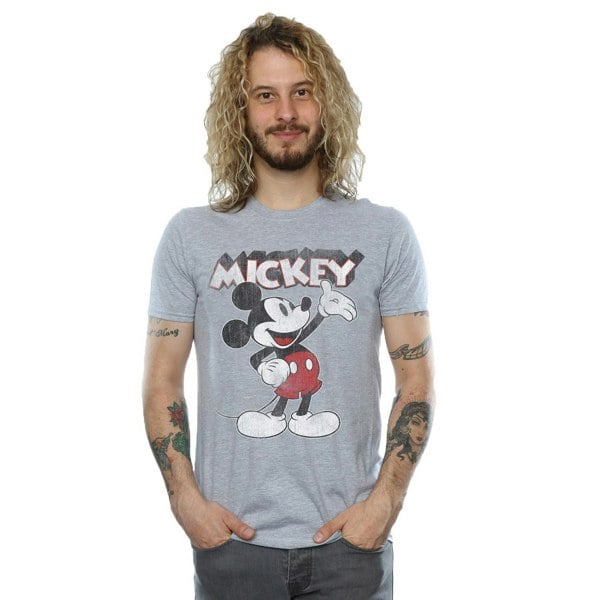 Disney Mens Mickey Mouse Presents T-Shirt - Sports Grey