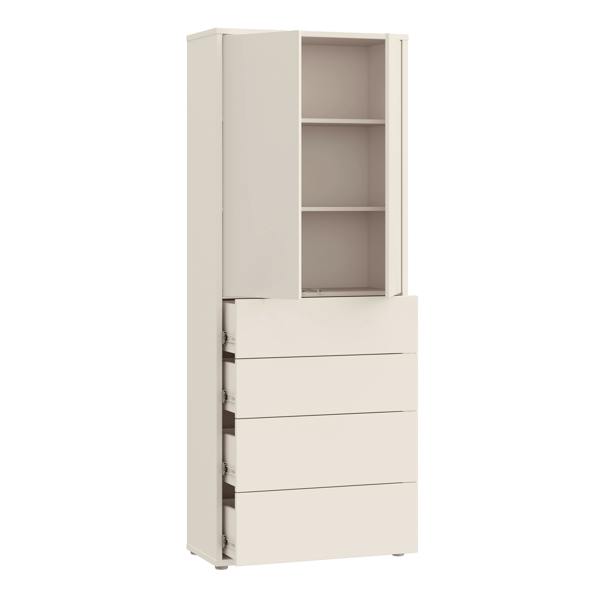 Furniture To Go Alice Springs Tall Storage Cabinet with Push-to-Open Doors & 4 Drawers in Sand