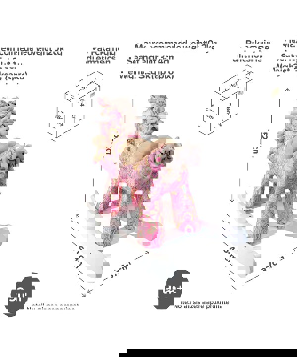 Infographic image of Pixie & Fluff Rocking Horse 9m+ showing dimensions