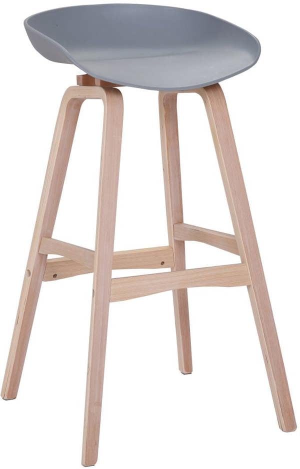 Lamboro Equator Single Kitchen Bar Stool, Fixed Wooden Legs And Footrest, Premium Breakfast Bar & Home Barstool, Grey