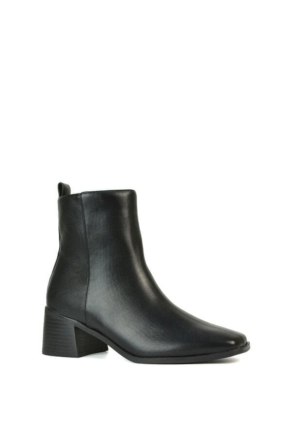 XY LONDON Square Toe Low Heel Ankle Booties With Block Heel