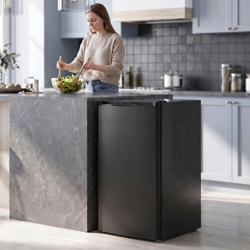 HOMCOM 85L Mini Freezer Countertop, Compact Upright Freezer, Black