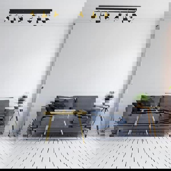 Milagro Joker Ceiling Lamp Hand Made In Matt Black With Gold Detail