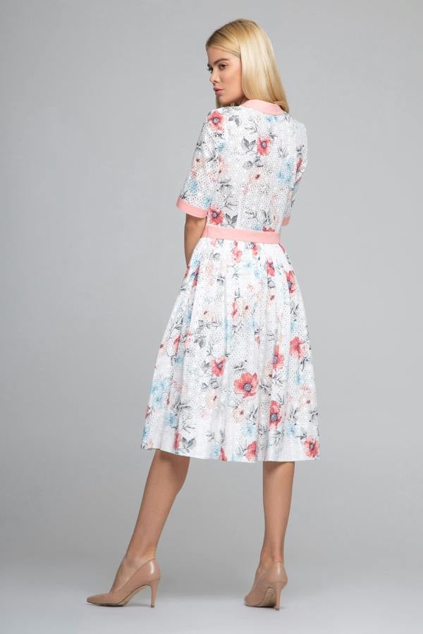 Rumour London Toscana floral print broderie anglaise midi dress in pink