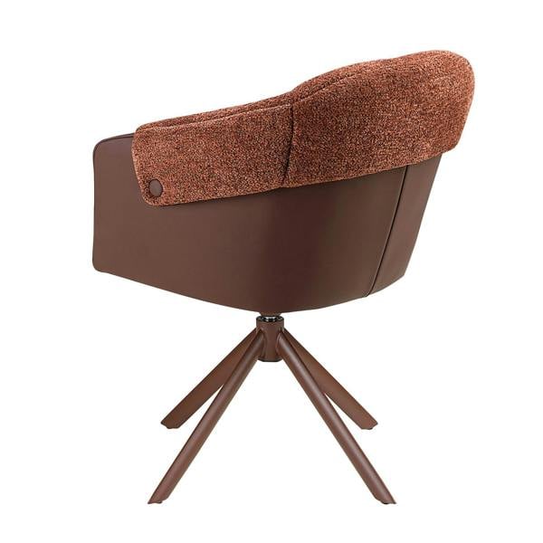 Angel Cerdá Swivel chair in copper brown leatherette and mottled brown fabric 4245