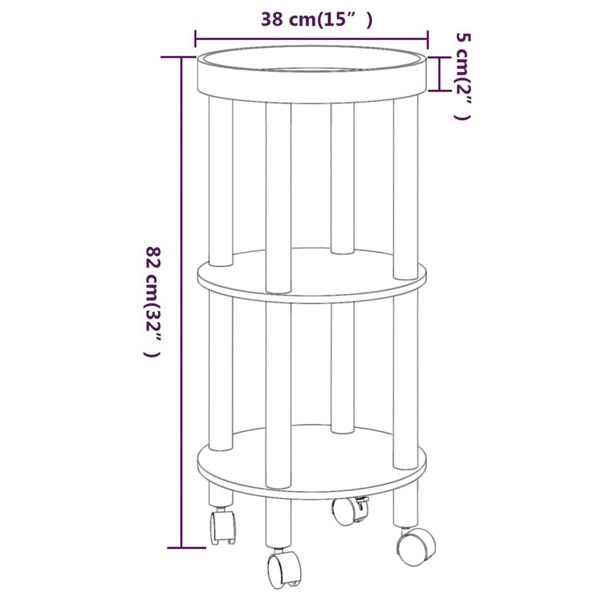 Berkfield 3-tier Trolley Grey 38x38x82cm Engineered Wood&Solid Wood Pine
