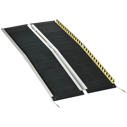 Bobobiy Wheelchair Ramp, 152L x 73Wcm, 272KG Capacity, Folding Aluminium Threshold Ramp with Non-Skid Surface, Transition Plates Above and Below